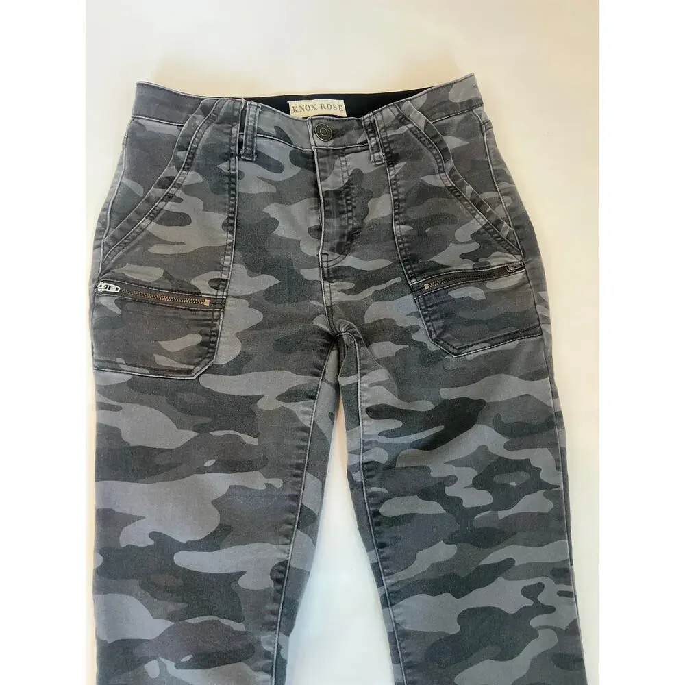KNOX ROSE Utility Skinny Ankle Pants Gray camouflage Size 6 - Picture 4 of 13